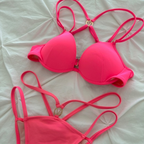 Victoria's Secret VS Shocking Pink Bikini Swim Set - 32B & S - Picture 4 of 10